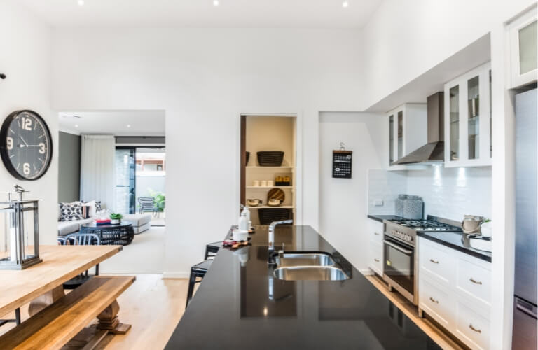 Shiny kitchen countertop